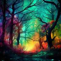 Buy canvas prints of Rainbow Forest Art by Craig Doogan Digital Art