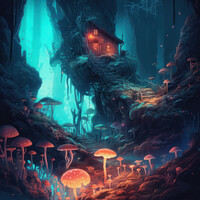 Buy canvas prints of Magic Mushroom House by Craig Doogan Digital Art