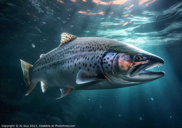 Salmon Underwater Painting Picture Board by Craig Doogan Digital Art
