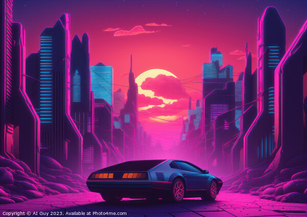 Retro Synthwave Painting Picture Board by Craig Doogan Digital Art