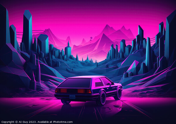 Neon Retro Synthwave Car Picture Board by Craig Doogan Digital Art