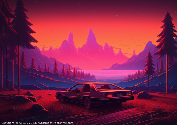 Retro Car Sunset Picture Board by Craig Doogan Digital Art