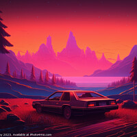 Buy canvas prints of Retro Car Sunset by Craig Doogan Digital Art
