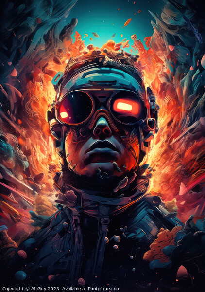 Fiery Gamer Portrait Picture Board by Craig Doogan Digital Art