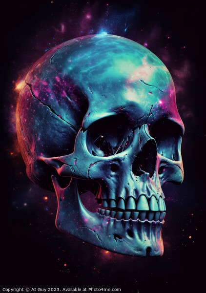Neon Skull Picture Board by Craig Doogan Digital Art