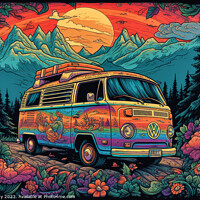 Buy canvas prints of VW Trippy Camper by Craig Doogan Digital Art