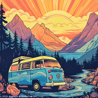 Buy canvas prints of Trippy VW Camper Art by Craig Doogan Digital Art