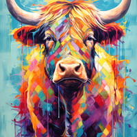 Buy canvas prints of Highland Cow Digital Painting by Craig Doogan Digital Art