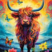 Buy canvas prints of Highland Cow Digital Painting by Craig Doogan Digital Art
