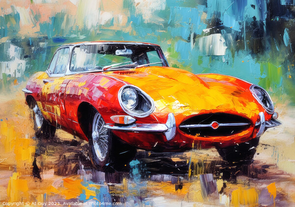 Jaguar E-Type Digital Painting Picture Board by Craig Doogan Digital Art
