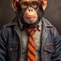 Buy canvas prints of Comical Hipster Chimp Digital Painting by Craig Doogan Digital Art