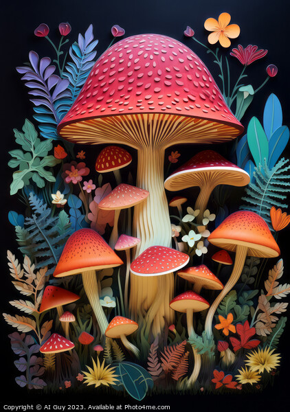Colourful Mushroom Art Picture Board by Craig Doogan Digital Art