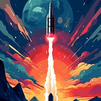 Buy canvas prints of Space Rocket Illustration by Craig Doogan Digital Art