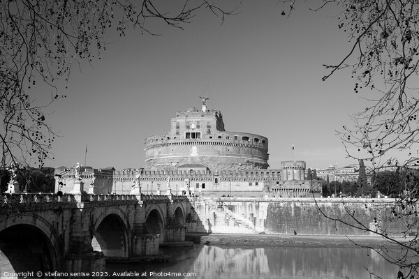 Rome And Castel Sant'angelo BW Picture Board by Stefano Senise