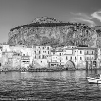 Buy canvas prints of Serene Mountain Harbor of Old Town of Cefalu by Stefano Senise