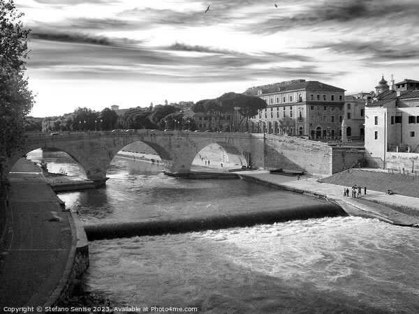 Tiber River and Lovely Tiber Island Picture Board by Stefano Senise