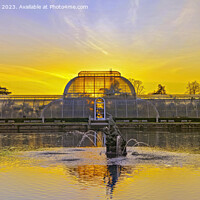 Buy canvas prints of Sunset through the Palm House at Kew Gardens by Steve Grundy