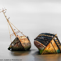 Buy canvas prints of Fine Art View of Abandoned Boats on the Banks of t by Steve 