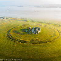 Buy canvas prints of Aerial View of Stonehenge During Summer Solstice Sunrise, Wiltshire, UK by Steve 