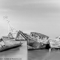 Buy canvas prints of Fine Art View of Abandoned Boats on the Banks of the River Orwell, Pin Mill, Chelmondiston, Suffolk by Steve 