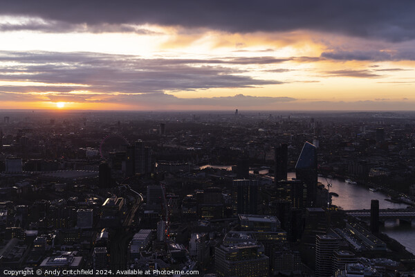 Sunset over London and the River Thames Picture Board by Andy Critchfield