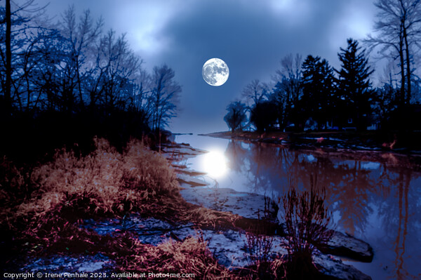 Enchanted  Moonlit River Picture Board by Irene Penhale
