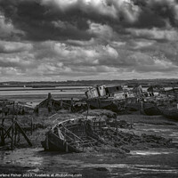 Buy canvas prints of Weatherbeaten Boat Wreck in Hoo, Kent by Morlene Fisher