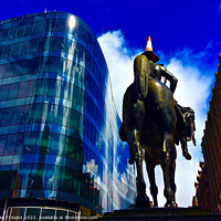 Buy canvas prints of Duke of Wellington with Traffic Cone, Glasgow, Scotland by Mike Travers
