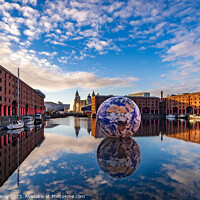 Buy canvas prints of The Floating Earth at Liverpool's Royal Albert Dock by Pete Mainey