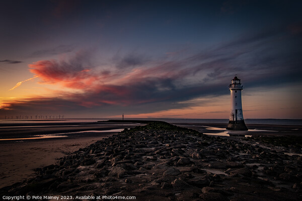 Sunset at Perch Rock Lighthouse, Wirral Picture Board by Pete Mainey