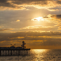 Buy canvas prints of A Golden Herne Bay Sunset by Paul Martin
