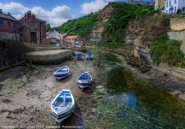 Staithes Harbour at low tide Picture Board by Paul Grubb