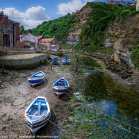 Buy canvas prints of Staithes Harbour at low tide by Paul Grubb