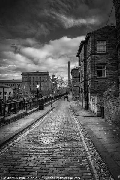 Saltaire Street in Black and White Picture Board by Paul Grubb