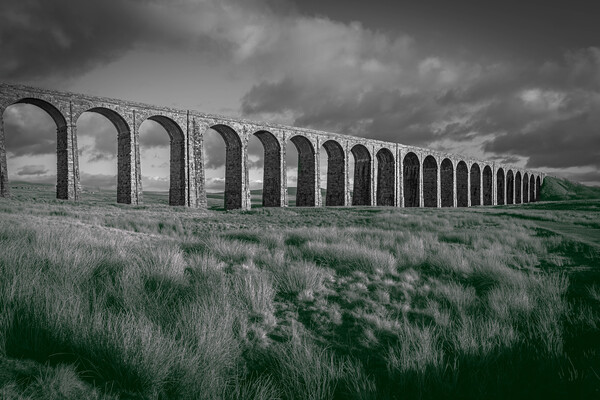 Ribblehead Viaduct in Black and White Picture Board by Paul Grubb