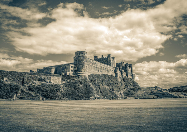 Bamburgh Castle (Black and White) Picture Board by Paul Grubb