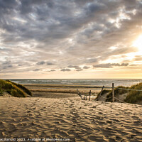 Buy canvas prints of Sunset at Ynyslas Beach by David Macdiarmid