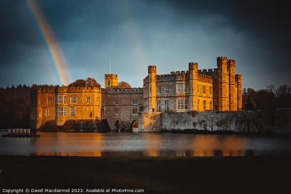 Rainbow over Leeds Castle, Kent Picture Board by David Macdiarmid