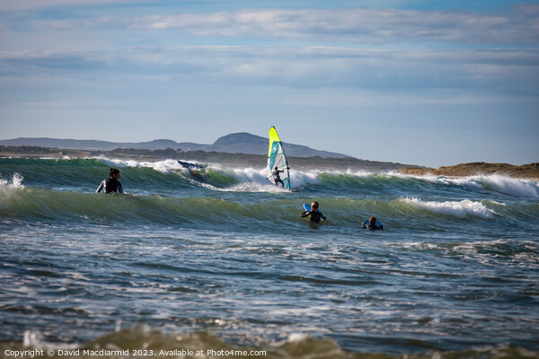 Rhosneigr Beach Windsurfers Picture Board by David Macdiarmid