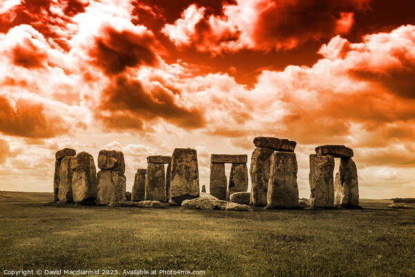 Stonehenge Fire In The Sky Picture Board by David Macdiarmid