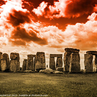 Buy canvas prints of Stonehenge Fire In The Sky by David Macdiarmid