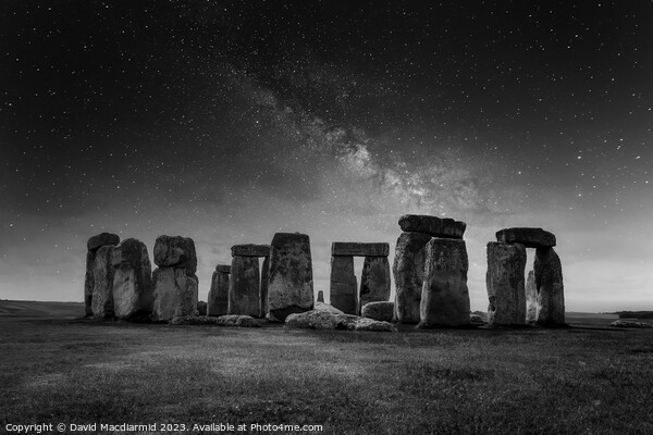 Stonehenge Black & White Astro Picture Board by David Macdiarmid