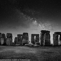 Buy canvas prints of Stonehenge Black & White Astro by David Macdiarmid