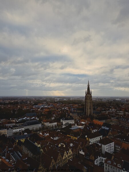 Bruges Skyline Picture Board by Charles Powell
