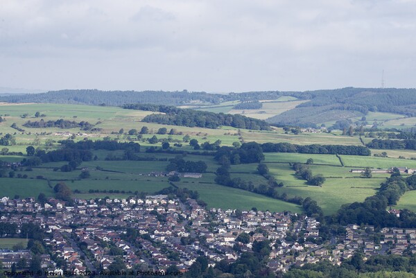 View of Otley town West Yorkshire from The Chevin Picture Board by Helen Reid
