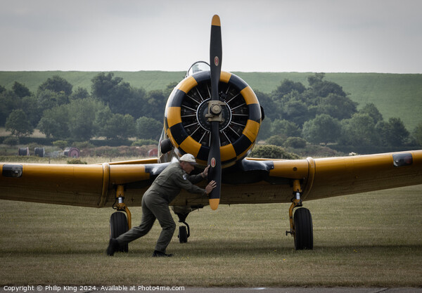 T-6 Harvard Startup - Duxford Airshow Picture Board by Philip King