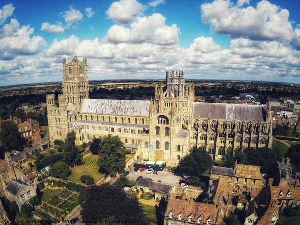 Aerial view of Ely Cathedral Picture Board by Chris Spalton