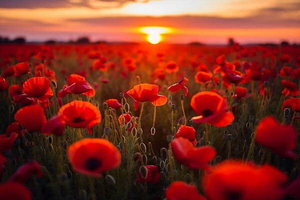 Sunset at the Poppy Field  Picture Board by CC Designs
