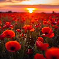 Buy canvas prints of Sunset at the Poppy Field  by CC Designs