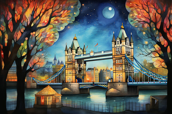 London Bridge under the moonlight  Picture Board by CC Designs